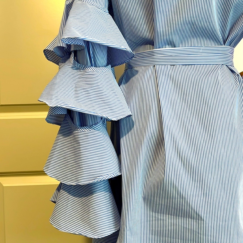 New Akira CUT OUT STRIPE POPLIN SHIRT DRESS - Picture 14 of 15